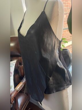 Black Satin Draped Camisole Top
